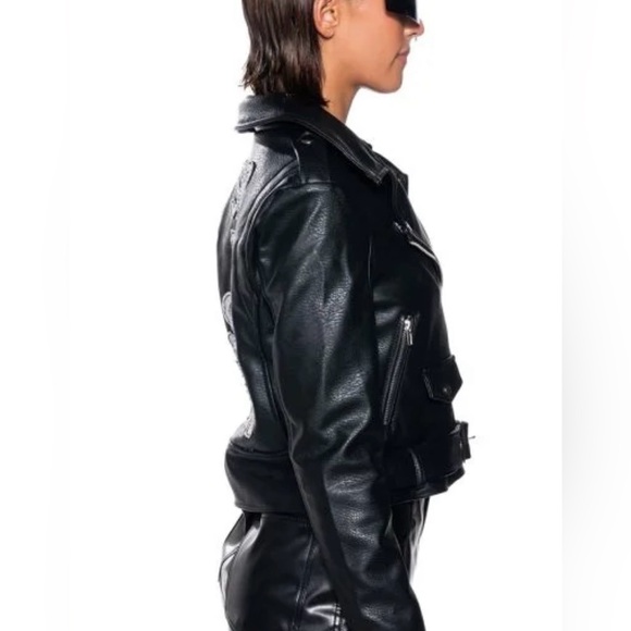 SHOP EAT SLEEP
REPEAT EMBELLISHED FAUX LEATHER MOTO
JACKET IN BLACK
MULTI - Picture 5 of 7